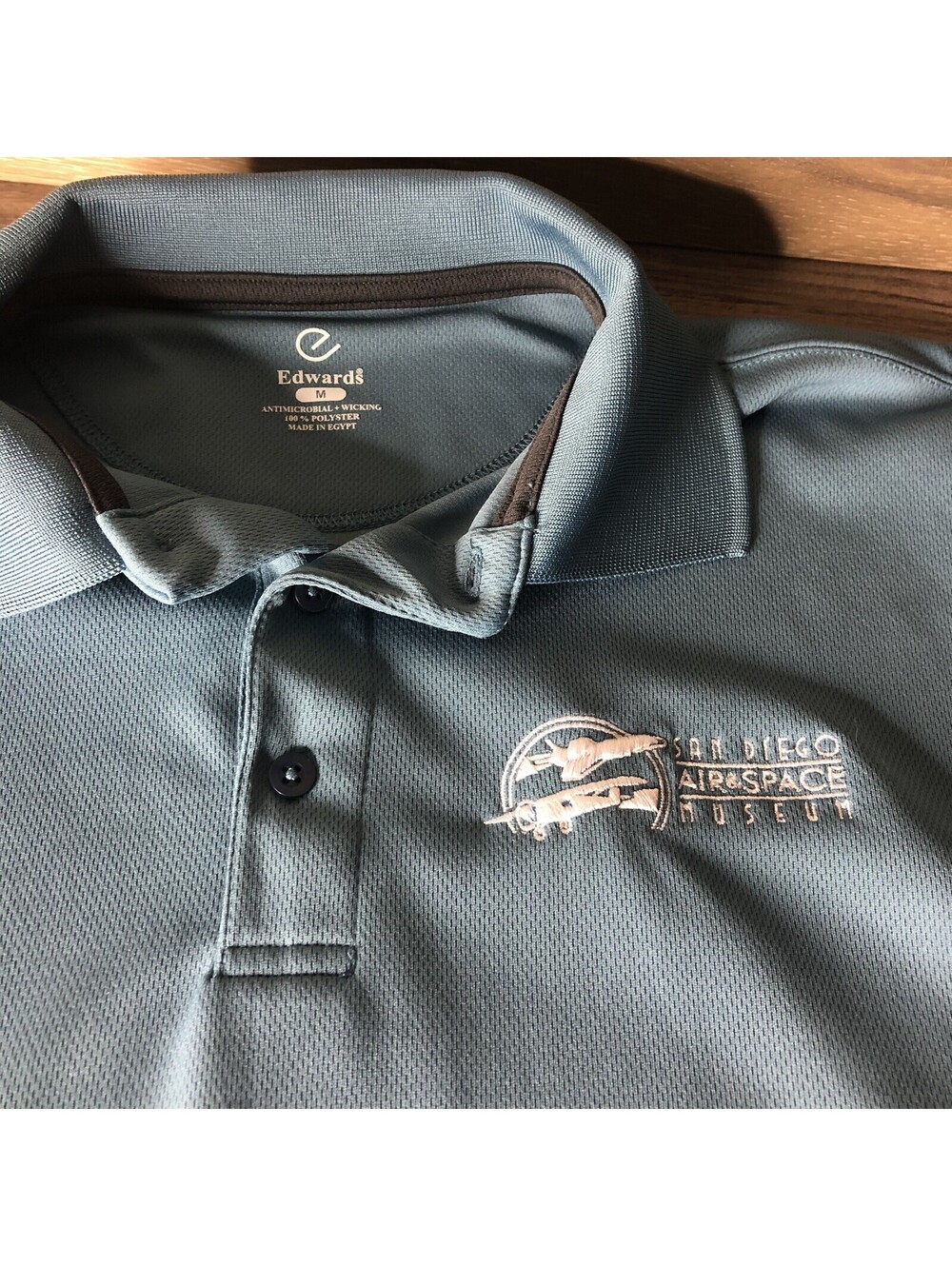 San Diego Air & Space Museum Blue Polo Shirt Size Medium Embroidered Logo
